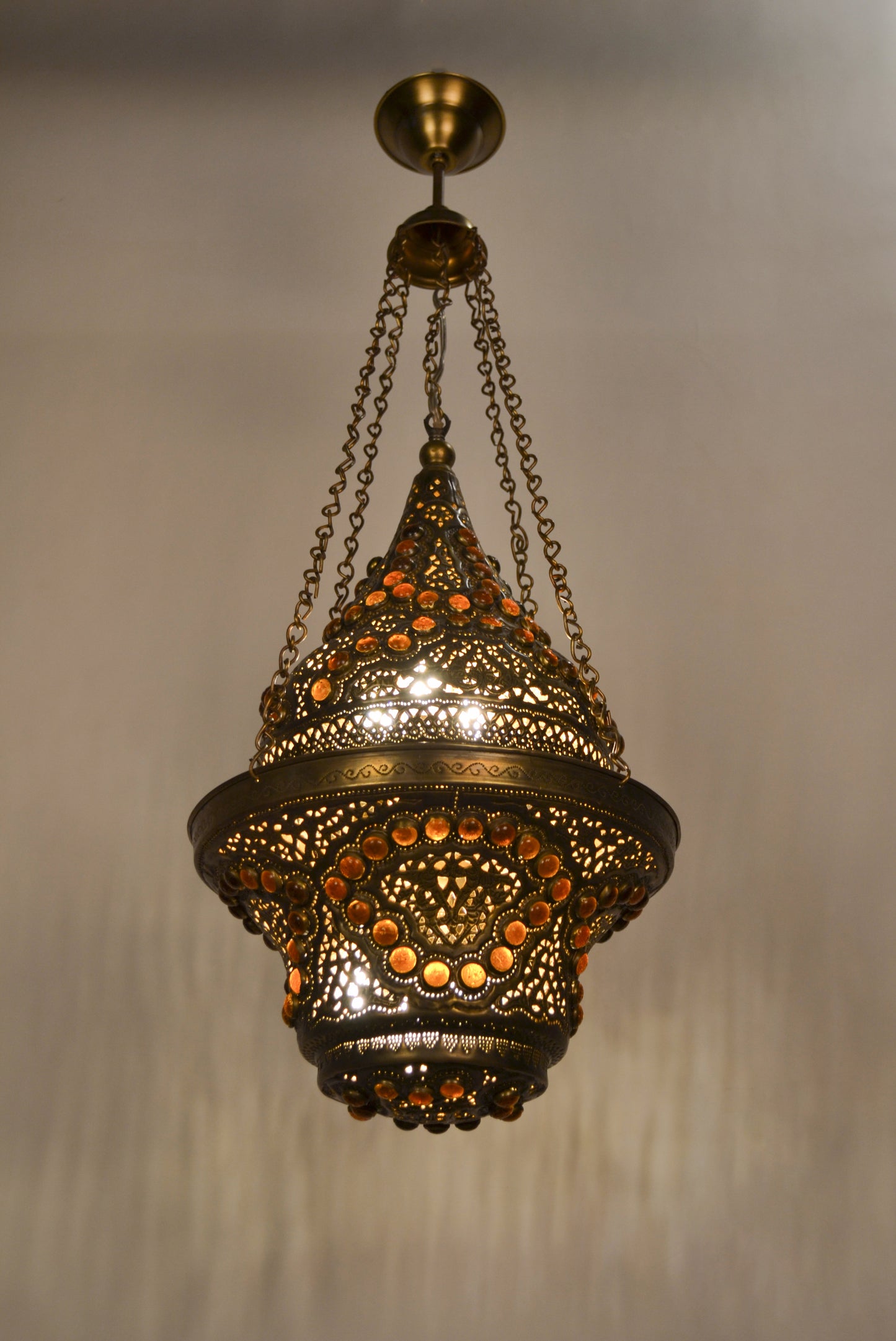 Repoussé glass inlay pendant