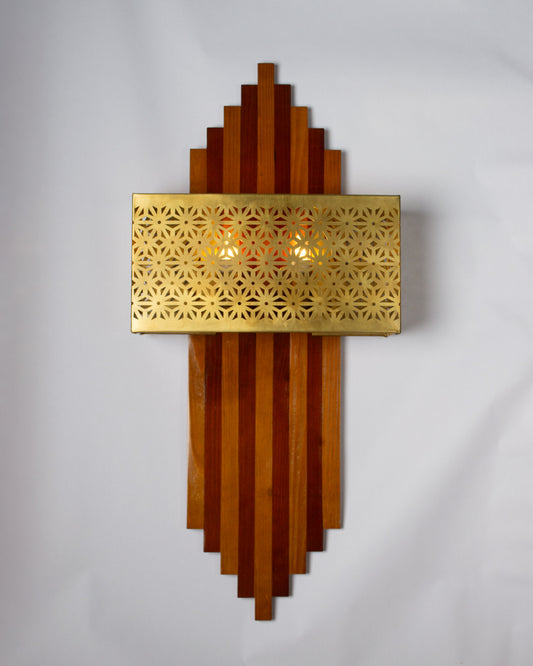 Arket floral brass and wood wall light