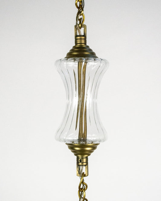 Arabesque Radiance Linear Chandelier – 105 cm Wooden Base with Hanging Pendants