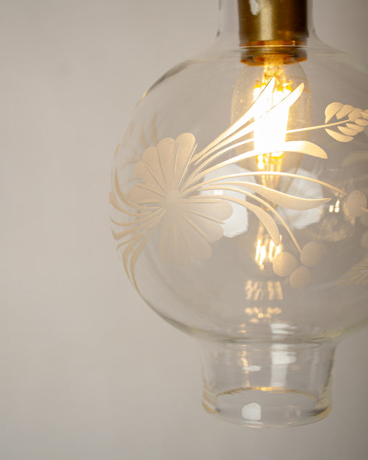 Floral gas lantern glass pendant