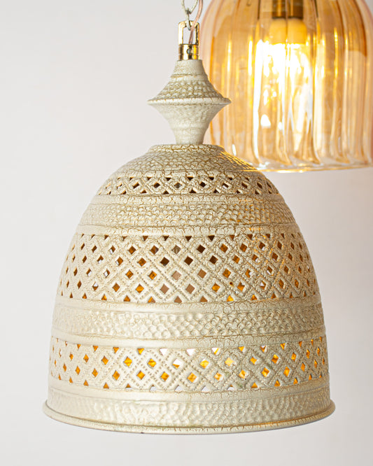 Martelé modern square chandelier - 40cm wood base with 4 hanging pendants