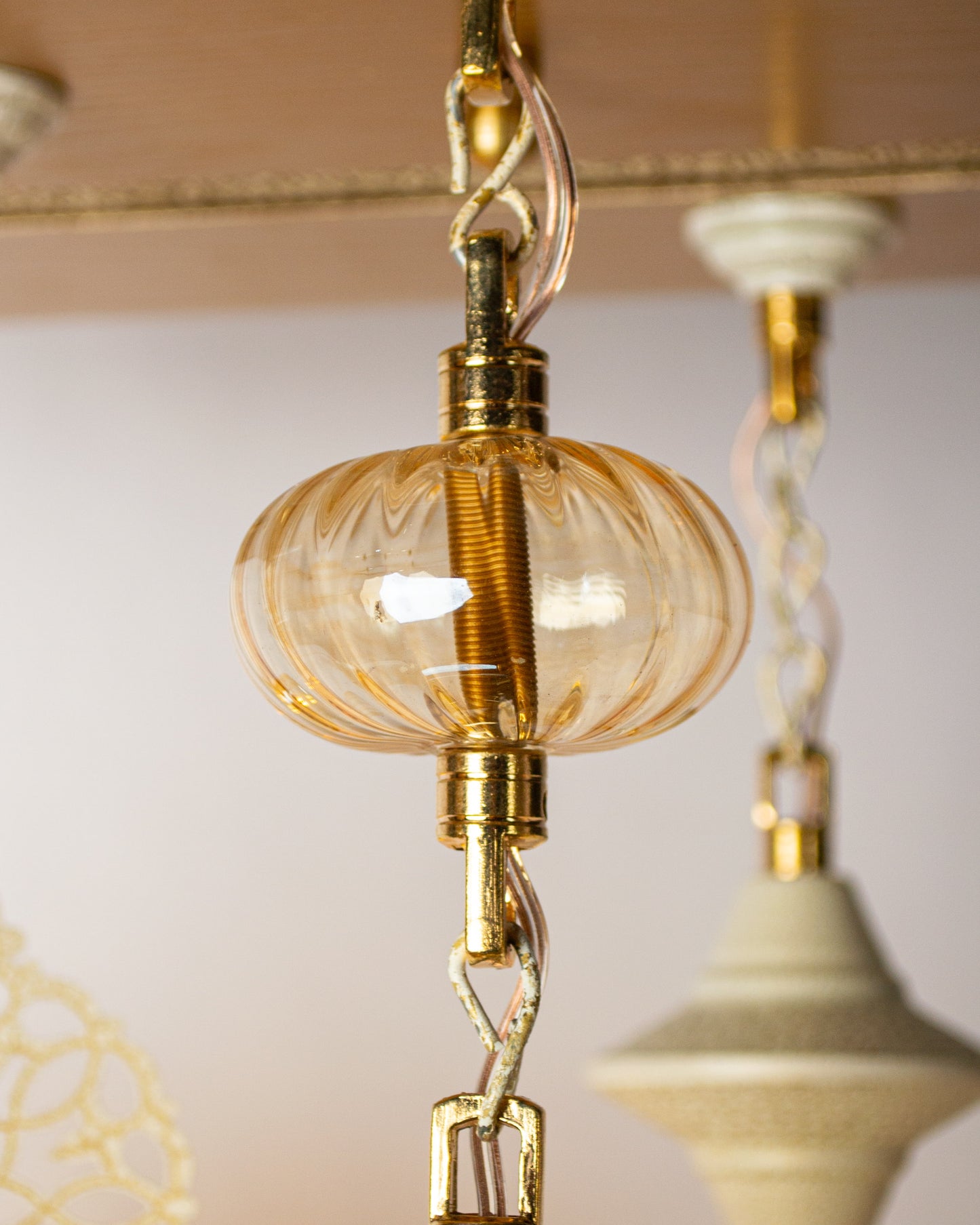 Martelé modern square chandelier - 40cm wood base with 4 hanging pendants