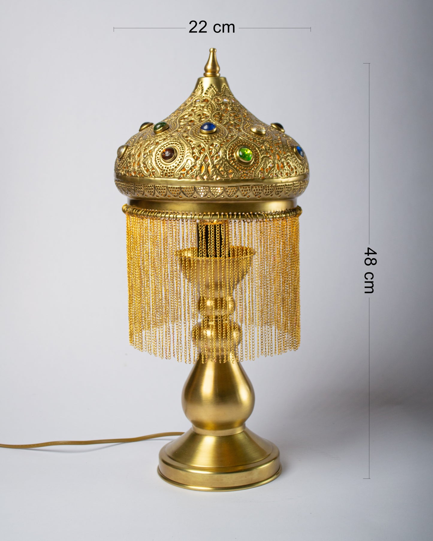 Repoussé glass inlay medium table light