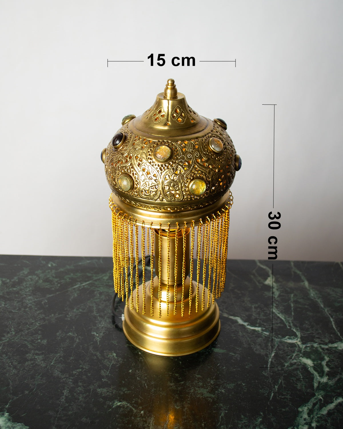 Repoussé glass inlay small table light