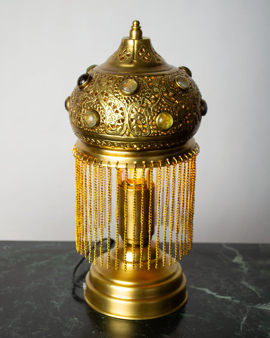 Repoussé glass inlay small table light