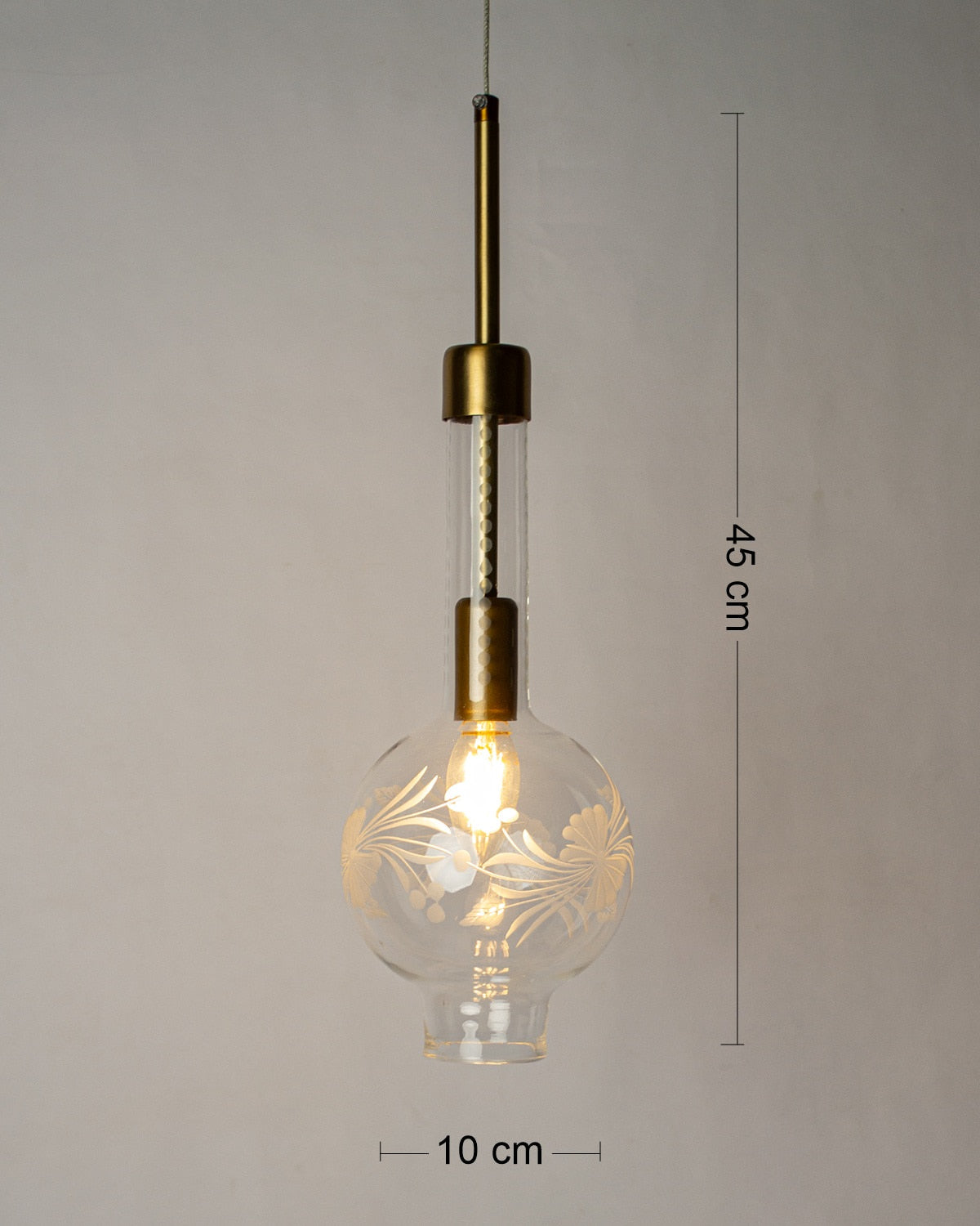 Floral gas lantern glass pendant
