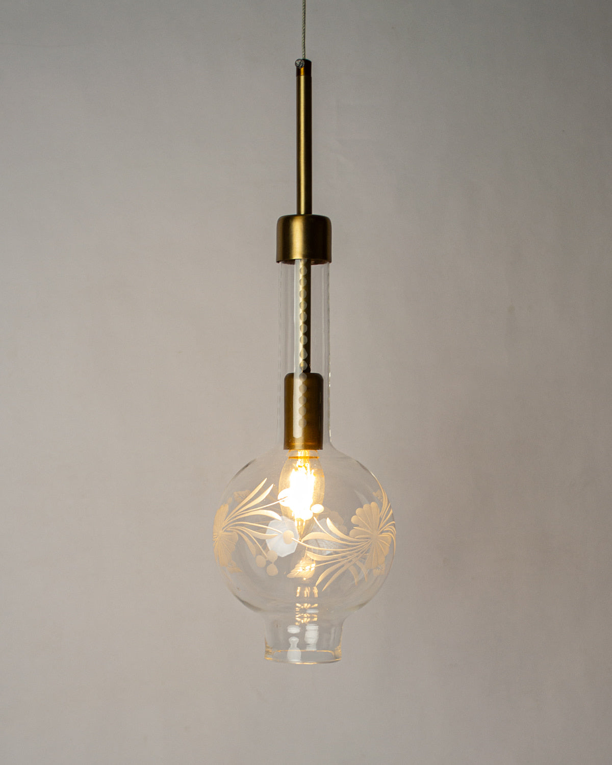 Floral gas lantern glass pendant