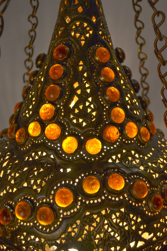 Repoussé glass inlay pendant