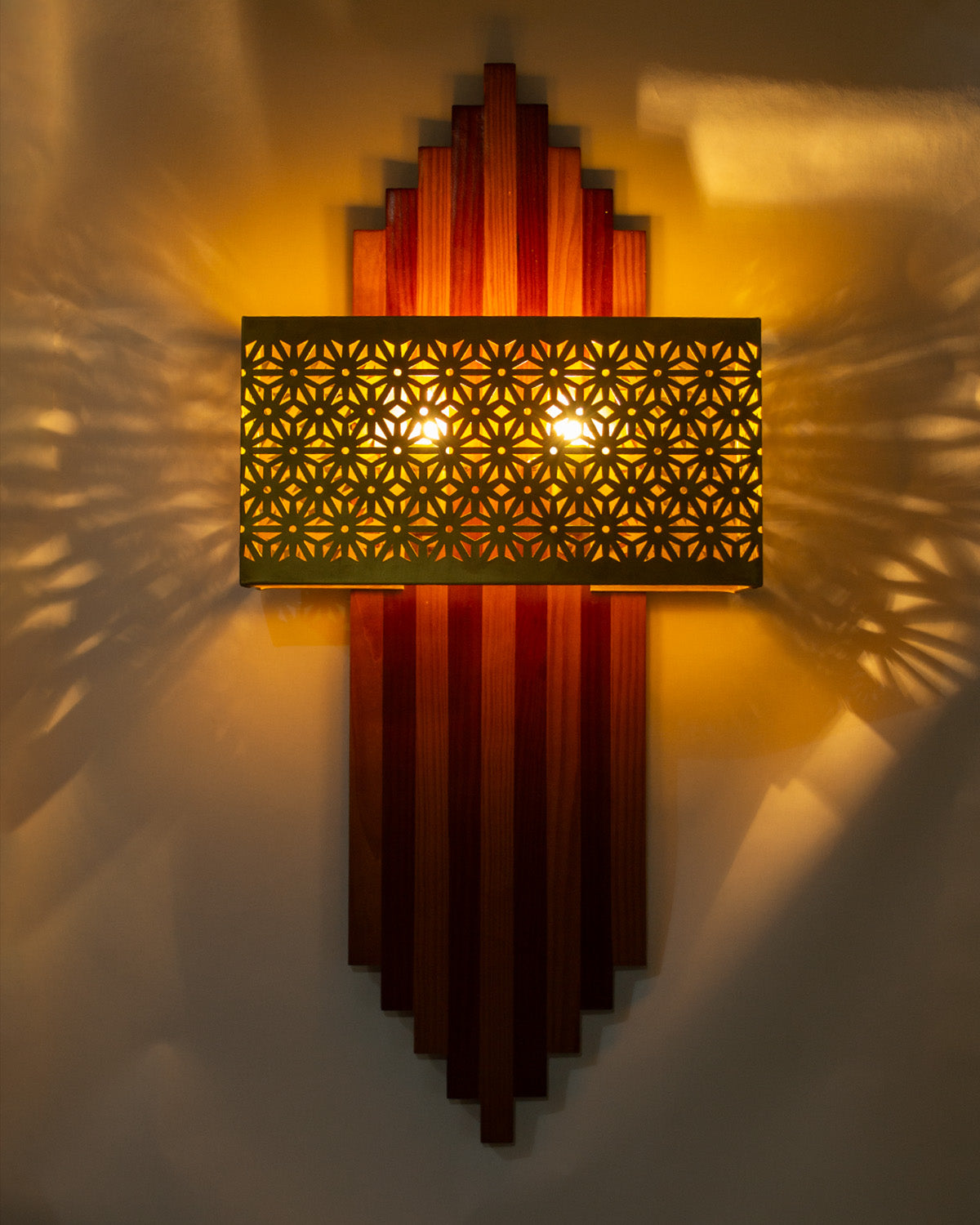 Arket floral brass and wood wall light