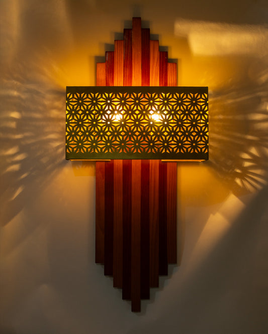 Arket floral brass and wood wall light