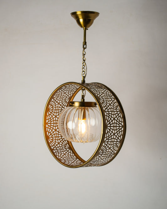Arket disc and glass pendant