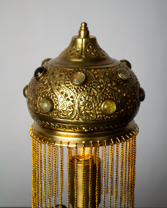 Repoussé glass inlay small table light
