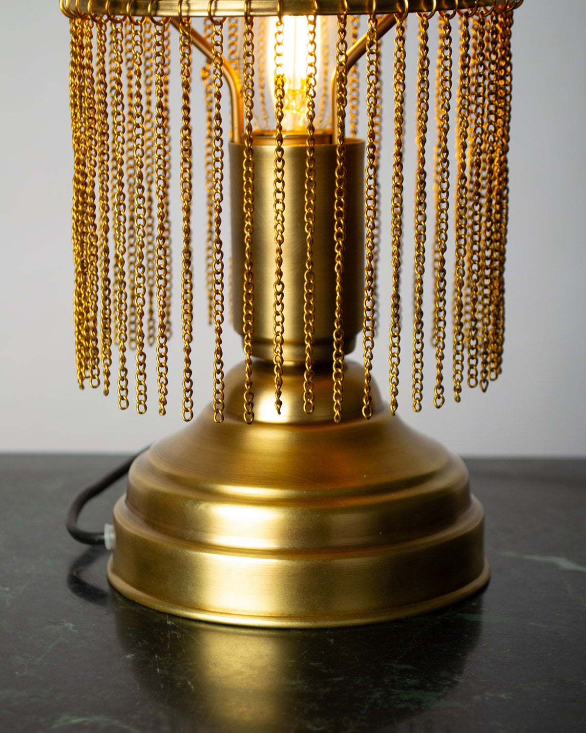 Repoussé glass inlay small table light