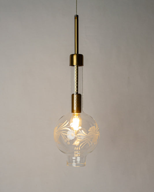 Floral gas lantern glass pendant