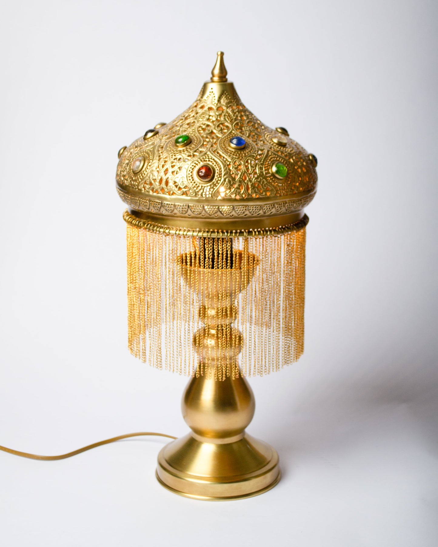 Repoussé glass inlay medium table light