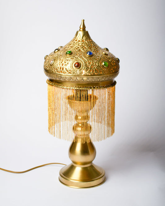 Repoussé glass inlay medium table light